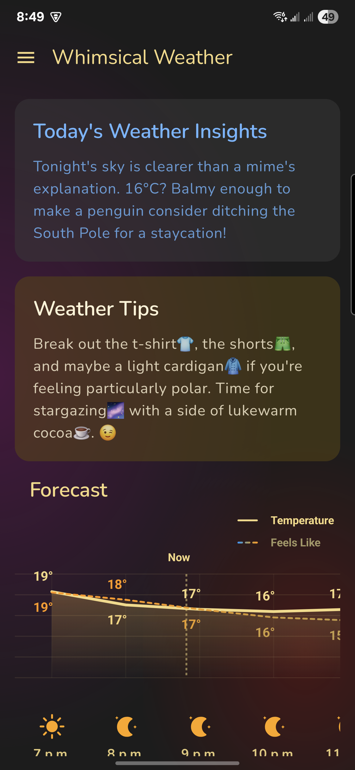 Weather commentary and tips